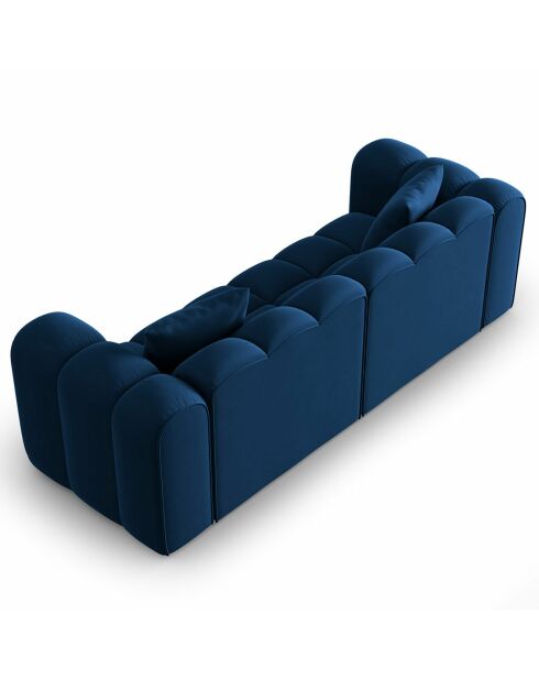 Canapé modulaire en Velours Halley 3 places bleu roi - 228x87x70 cm
